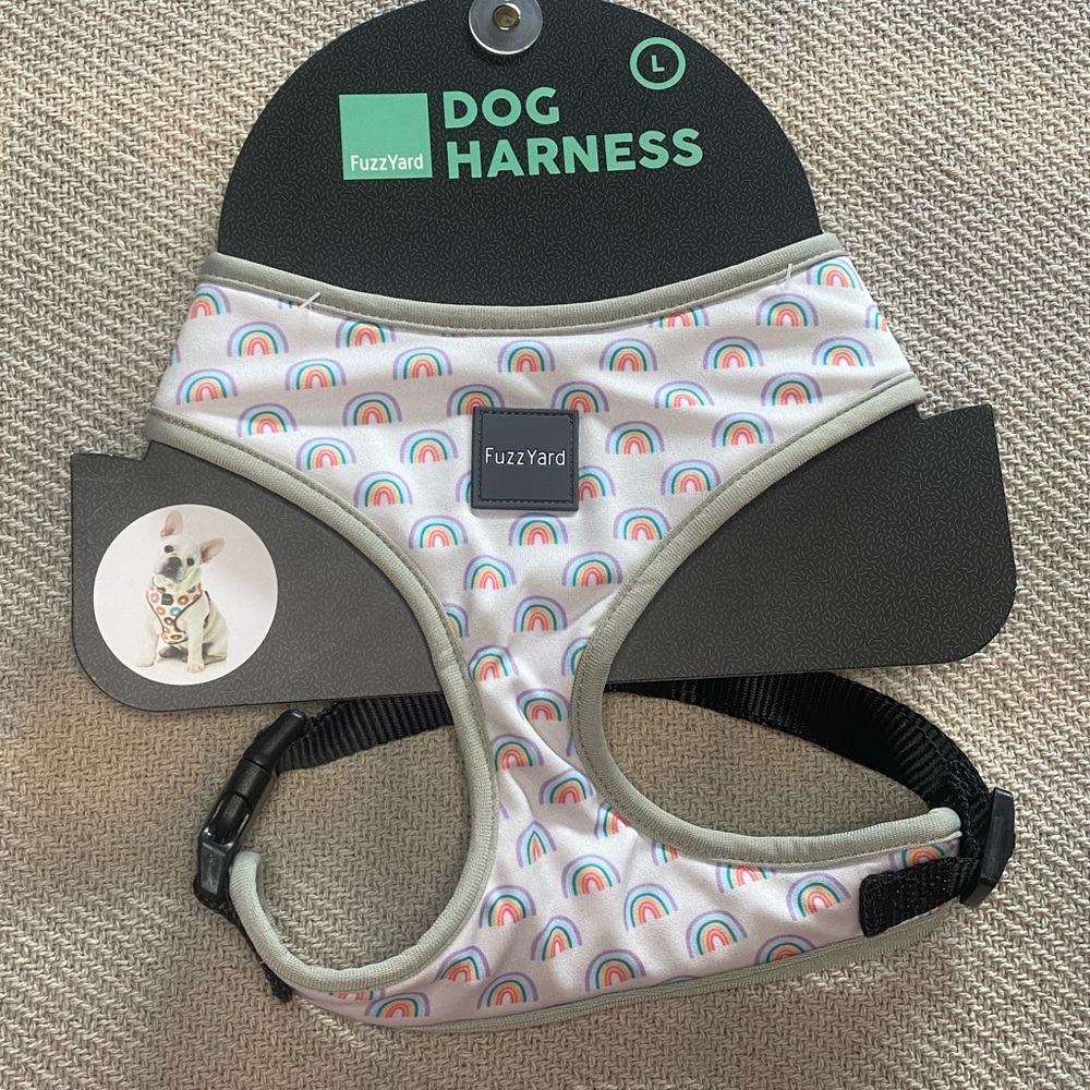Fuzzyard Rainbow Dog Pet Harness Size Large NWT Gift Gray Pride - Picture 1 of 9